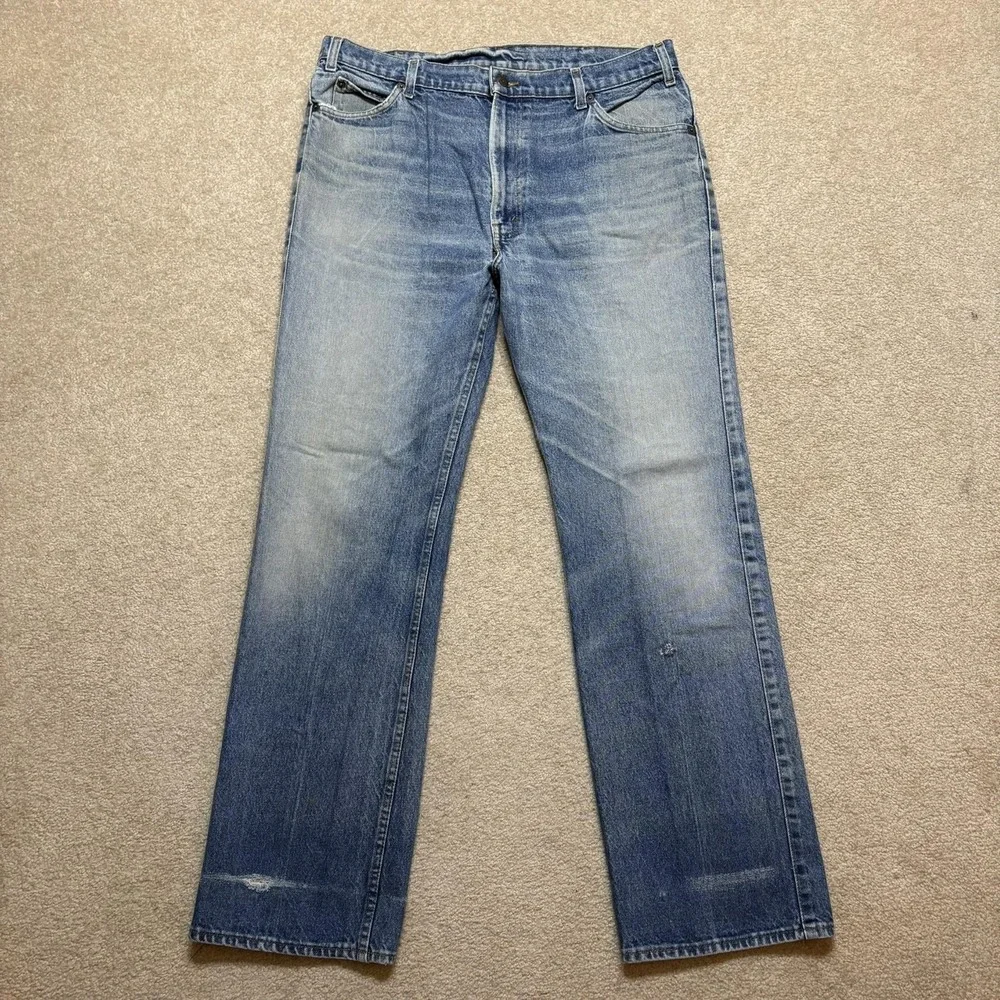 Vtg 70s Levis Jeans Mens 36x32 Blue Relaxed Straight Denim Pants Talon Zip Faded